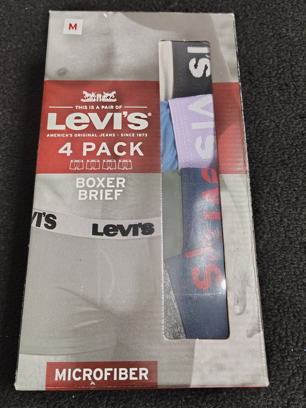Levi's 4 Pair Men's Boxer Briefs Microfiber 6" Inseam Fly Front Size M 33-34 New